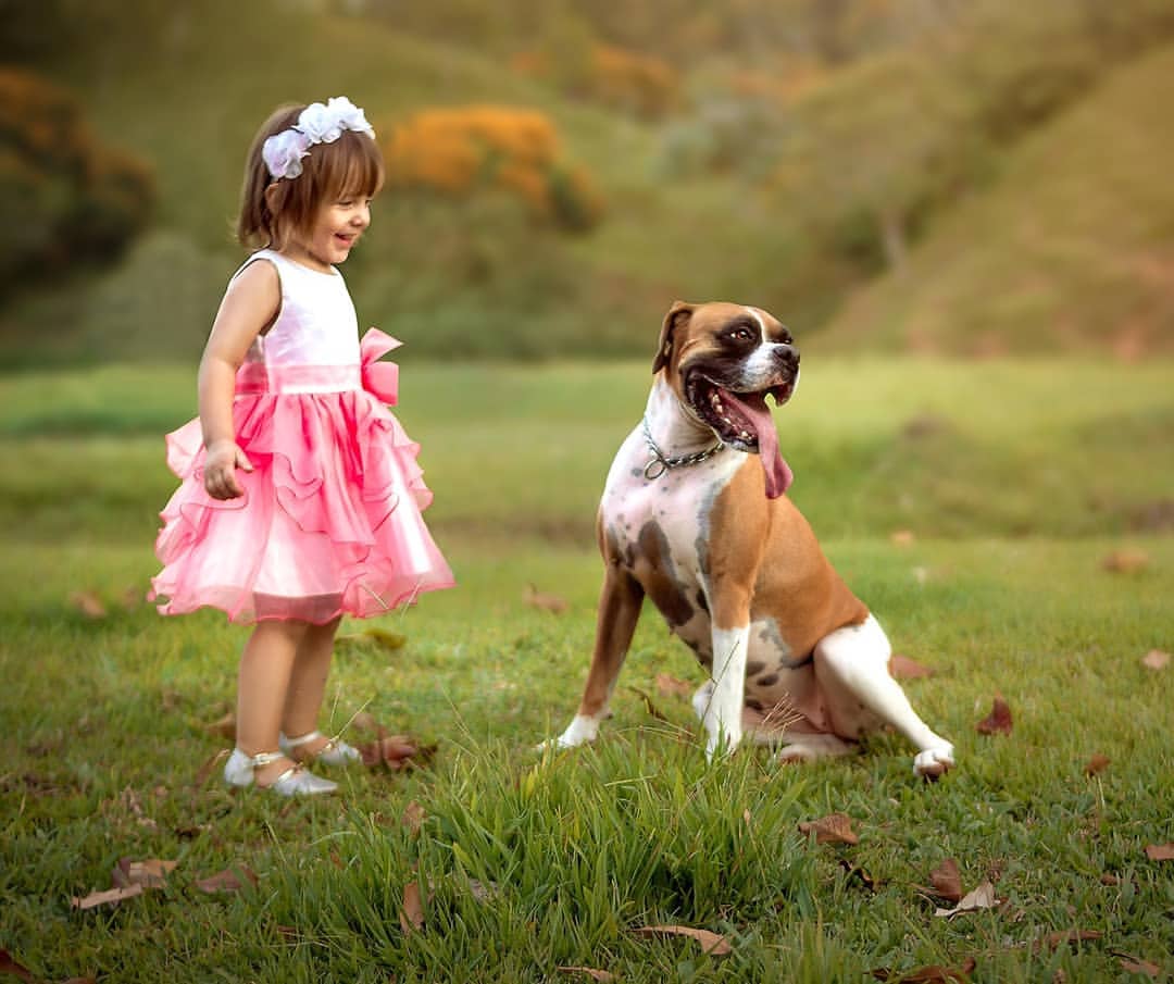 Escena final: retrato de niña y perro con acabado cálido